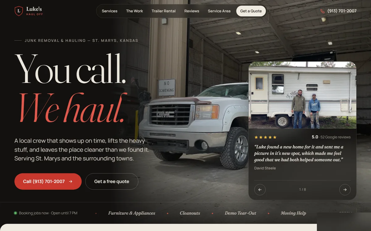 Homepage of Luke&rsquo;s Haul Off